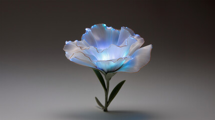 Futuristic glowing flower with digital light technology representing artificial intelligence innovation