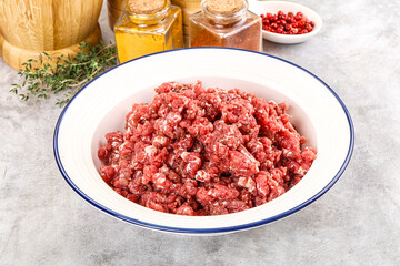 Raw beef minced meat for cooking