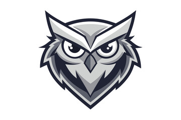 Obraz premium Gray owl head sports mascot logo shows power and wisdom on a white background