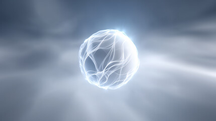 Glowing neural network sphere representing artificial intelligence and machine learning technology