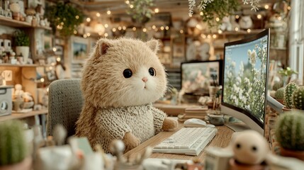 Fluffy Cat in Cozy Office Animation/ふわふわ猫の居心地良いオフィスアニメーション8