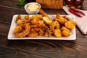 Fritto misto - deep fried seafood mix