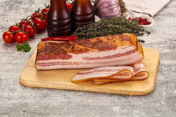 Fat bacon cut with slices