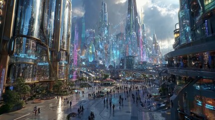 Futuristic City Aerial CG Video/未来的な都市の空中CG映像2