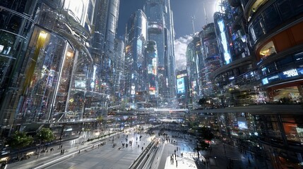 Futuristic City Aerial CG Video/未来的な都市の空中CG映像3