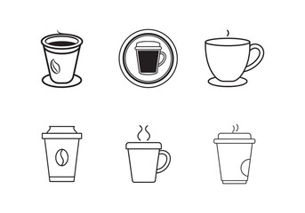 coffee cup icon line art vector illustration