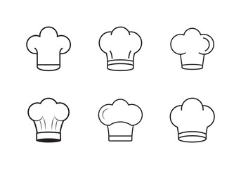 set of chef hat icon line art vector illustration
