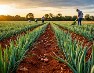Onion Field at Sunset