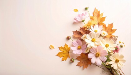 秋のブーケ：コスモスと紅葉の優しい調べGenerated image