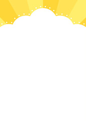 Fototapeta premium 雲のデザインの背景フレーム、サンバースト、縦向き