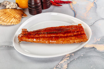 Smoked unagi eel in sause