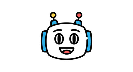 Fototapeta premium Chatbot face with a smiling expression isolated on transparent background 