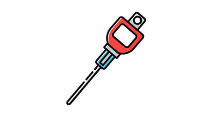 Fototapeta premium Oil dipstick isolated on transparent background with red handle 