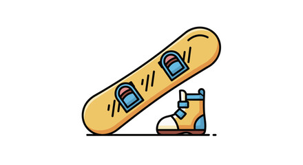 Snowboard with boots isolated on transparent background  