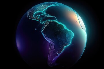 Illuminated Earth, focused on Americas