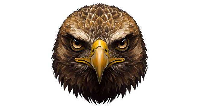 Intense golden eagle illustration displaying sharp gaze and detailed plumage on a clean white backdrop.