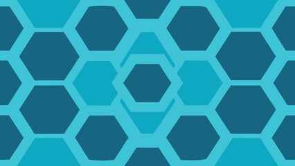 Abstract geometric hexagon pattern in shades of blue seamless background design