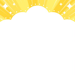 雲のデザインの背景フレーム、サンバースト、集中線と光のデコレーション、正方形サイズ