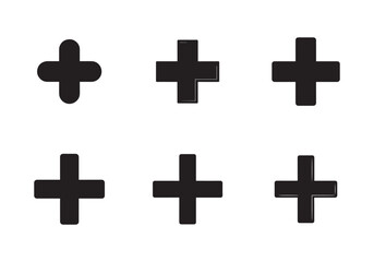 Obraz premium set of plus icon silhouette vector illustration