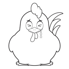 line draw chicken hurt face cartoon cute
