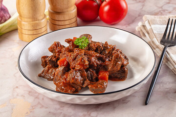 Hungarian goulash with beef meat