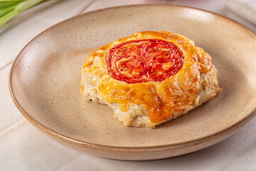 Chicken chop cutlet with cheese and tomato