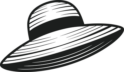 Elegant Wide-Brim Summer Hat Silhouette Vector Illustration