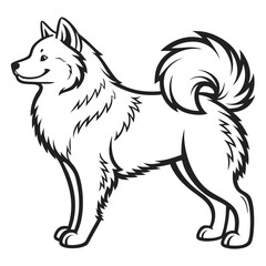 Fototapeta premium Black and White Dog Illustration Standing Profile View