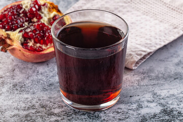 Sweet vitamin pomegranate juice glass