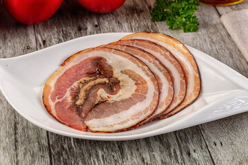 Iralian pancetta sausage pork meat