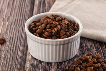Roasted brown araboca coffee beans
