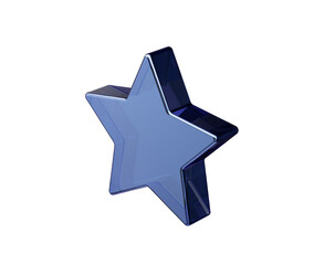 A deep blue 3D star with a translucent, glossy finish and subtle reflections. 3d Illustration