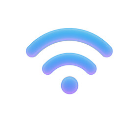 3D Blue Wi-Fi symbol with glossy curves, representing wireless internet and connection. 3D Illustration