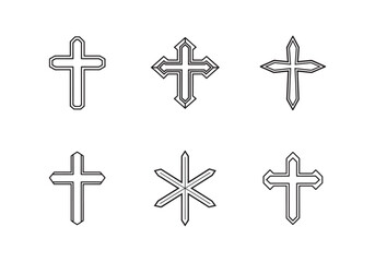 Fototapeta premium set of cross icon line art vector illustration