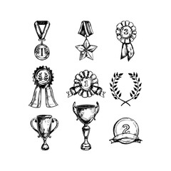 Sketch medal design icon set
