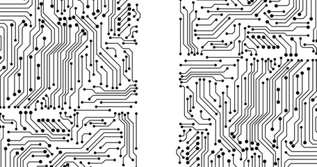 Technology black circuit diagram concept. Black circuit diagram on white background. Vector design.