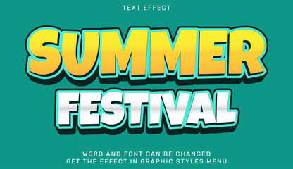 Vibrant summer festival text effect on a teal background