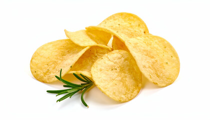 Potato chips rosemary garnish.