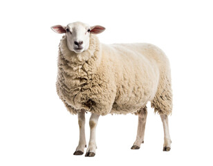 Obraz premium Fluffy White Sheep Isolated on White Background