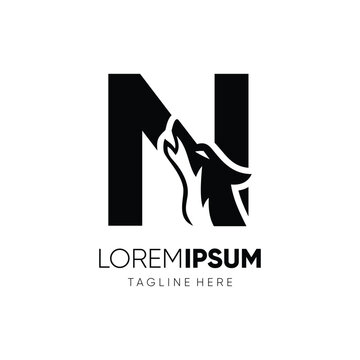 Letter N Initial Wolf Logo Design Vector Icon Graphic Emblem Symbol Image Illustration