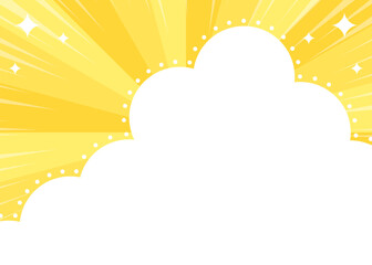 Fototapeta premium 雲のデザインの背景フレーム、サンバースト、集中線と光のデコレーション