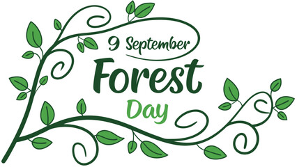 Celebrating international day of forests on september 9th with decorative green branches and leaves