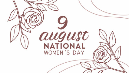 Obraz premium Elegant floral design celebrating national women s day on august 9th with delicate rose illustrations and soft pastel colors