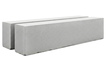 Two rectangular aerated concrete building blocks for construction isolated on a transparent background