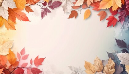 Autumn leaves falling nature scene graphic design vibrant colors aesthetic viewpoint seasonal concept for home decor