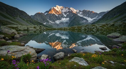 Mountain lake reflection sunrise