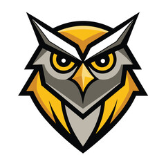 Mascot style art shows the head of a yellow owl icon