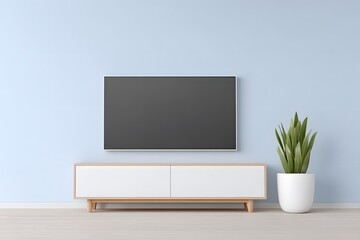 Modern living room design featuring flat tv screen mockup minimalist decor bright atmosphere aesthetic appeal