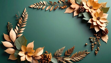 Elegant autumn floral arrangement on green background decorative art indoor setting close-up view seasonal aesthetic