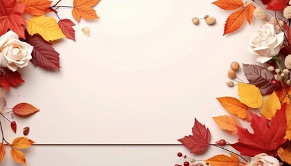 Obraz premium Autumn floral arrangement nature digital art cozy environment bird's eye view seasonal aesthetics